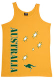 Aussie Sports Mens Singlet (Yellow Gold & Green Print)