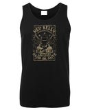 Ned Kelly Dead or Alive Mens Singlet (Black with Metallic Gold Print)