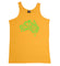 Australia in Map Shape Mens Singlet (Yellow Gold with Green Print)