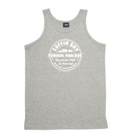 Coffin Bay Funeral Parlour Fake Business Logo Mens Singlet (Marle Grey) - Regular Sizes