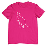 Line Art Kangaroo Childrens T-Shirt (Hot Pink)