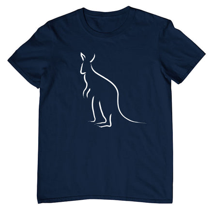 Line Art Kangaroo Childrens T-Shirt (Jr Navy)