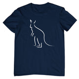 Line Art Kangaroo Childrens T-Shirt (Jr Navy)
