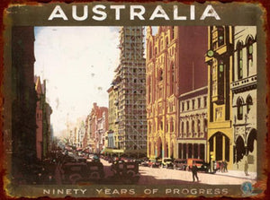Australia 90 Years of Progress Tin Sign (35cm x 26cm)