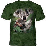 Cuddling Koalas Adults T-Shirt (Green Tie Dye)