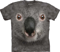 Grey Koala Face Adults T-Shirt - USA Small (Fits Extra Small)
