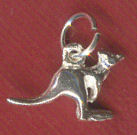 Flying Kangaroo Silver Charm (Small)