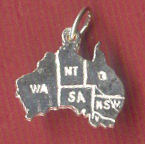 Australia Map Silver Charm