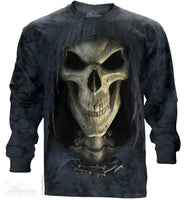 Death Face Grim Reaper LONGSLEEVE T-Shirt - USA Small (Fits Extra Small)