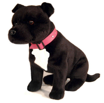 Sitting Black Staffy Dog Plush Toy (35cm)