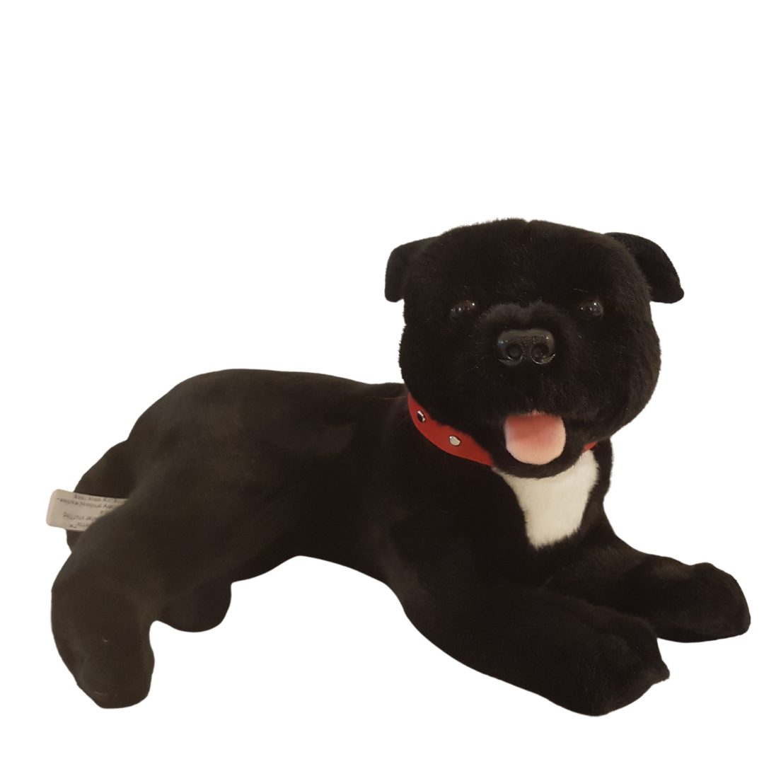 Laying Black Staffy Dog Plush Toy (35cm Long) Stuffed Toy Dogs