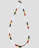 Aboriginal Pride Bead Necklace - Flag Colours with White Surrounds 