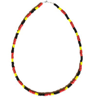Aboriginal Pride Bead Necklace - 4-2-4 Flag Colours (Various Lengths)