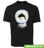 Dolphin Moon Adults T-Shirt (Black)