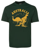 Australia Kangaroo & Emu Adults T-Shirt (Bottle Green)