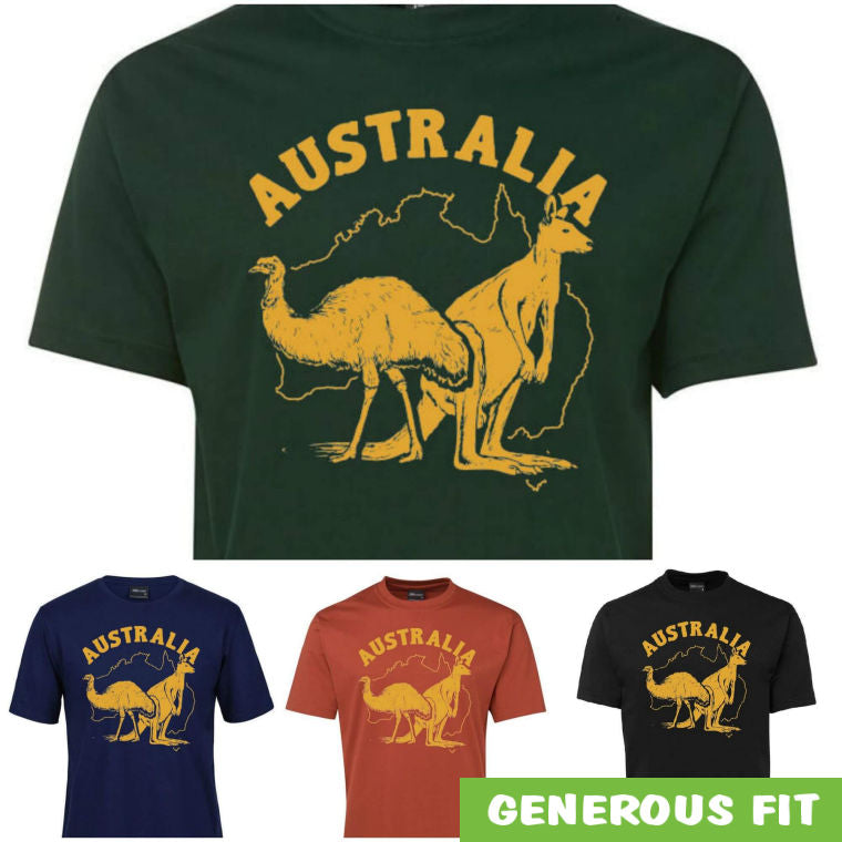 Australia Kangaroo & Emu Adults T-Shirt (Various Colours)