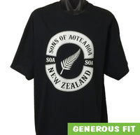 Sons of Aotearoa Silver Fern T-Shirt (Black)