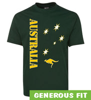 Aussie Sports Adults T-Shirt (Bottle Green, Yellow Print)