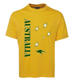 Gold & Green Aussie Sports T-Shirt (Yellow, Adult Sizes)