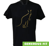 Gold Print Kangaroo Adults T-Shirt (Black)