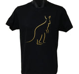 Gold Print Kangaroo T-Shirt (Black, Adult Sizes)