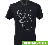 Silver Print Koala Adults T-Shirt (Black)