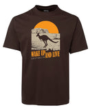 Australia Wake up & Live Adults T-Shirt (Chocolate Brown)