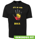 Aboriginal Flag In Our DNA Hand Print Adults T-Shirt (Black)