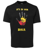 Aboriginal Flag In Our DNA Hand Print T-Shirt (Black)