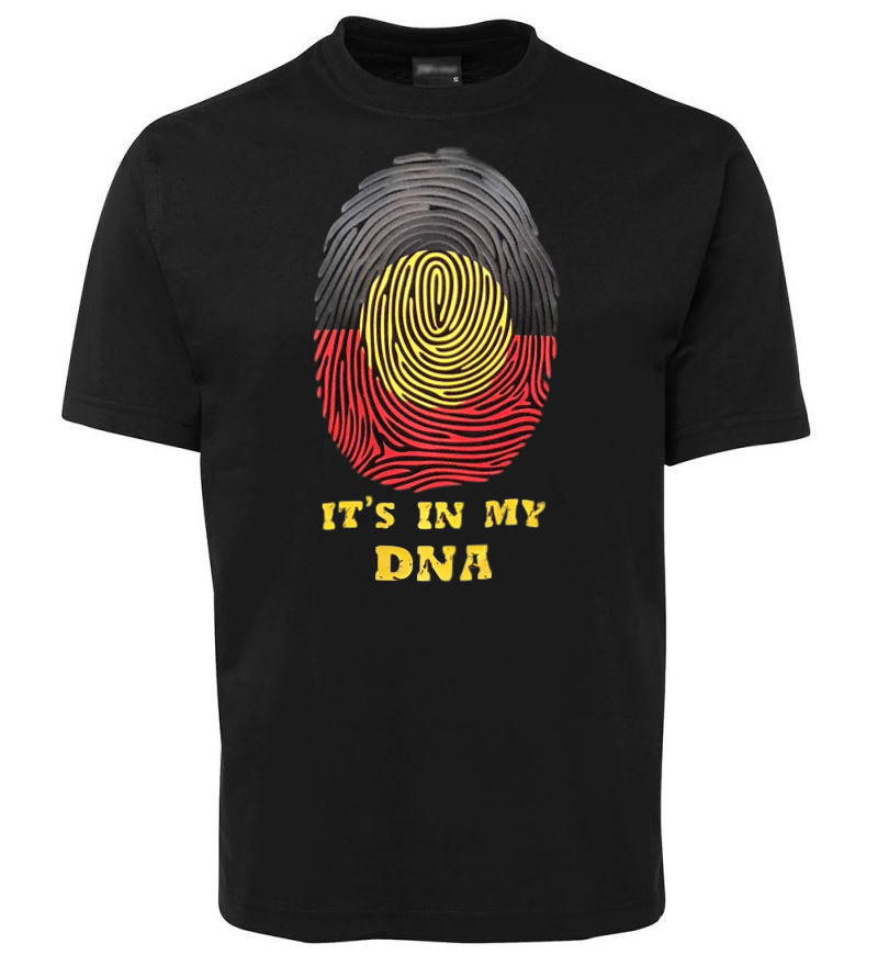 Aboriginal Flag In My DNA Adults T-Shirt (Black)