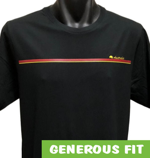 Aboriginal Australia Stripe Adults T-Shirt (Black)