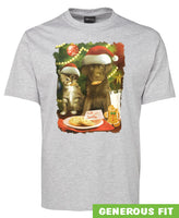 For Santa Kitten & Puppy Christmas T-Shirt (Snow Grey)