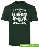 Funny Holiday Spirit Vodka T-Shirt (Bottle Green)