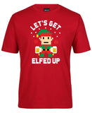Let's Get Elfed Up Christmas Beer T-Shirt (Dark Red)
