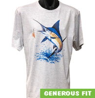 Marlin Fishing Adults T-Shirt (Snow Marle)
