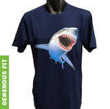 Great White Shark 3D Print Adults T-Shirt (Jr Navy)