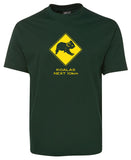 Koalas Next 10km Road Sign Adults T-Shirt (Bottle Green)