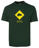 Wombats Next 10km Road Sign Adults T-Shirt (Bottle Green)