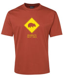 Wombats Next 10km Road Sign Adults T-Shirt (Rust)