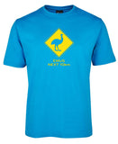 Emus Next 10km Road Sign Adults T-Shirt (Aqua)