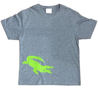 Crocodile Childrens T-Shirt (Marle Grey, Lower Right Print)
