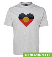 Heart Shape Aboriginal Flag Adults T-Shirt (Snow Grey)