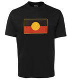 Aboriginal Flag Adults T-Shirt (Shiny Print, Black, Generous Fit)