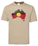 Aboriginal Flag Australia Map Distressed Look Adults T-Shirt (Bone)