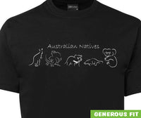 Line of Australian Animals Adults T-Shirt (Black)