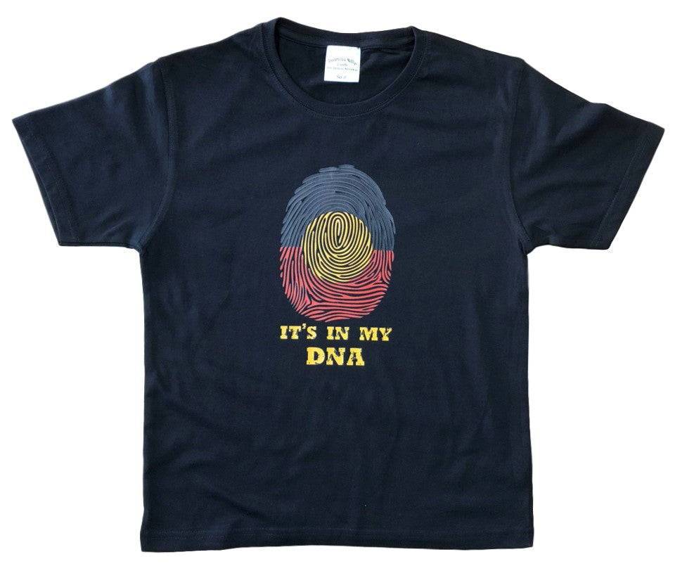 Aboriginal Flag In My DNA Childrens T-Shirt (Black)