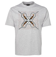Crocodile Hunt Adults T-Shirt by Shannon Shaw (Snow Grey)
