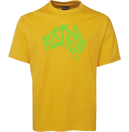 Australia Map Adults T-Shirt (Yellow Gold)