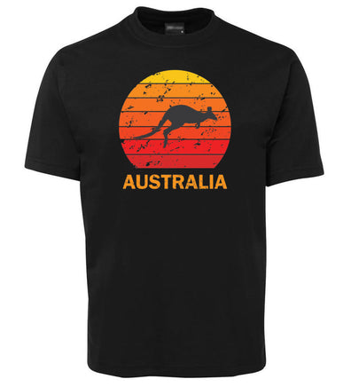 Kangaroo Sunset Australia Adults T-Shirt (Black)
