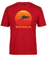 Kangaroo Sunset Australia Adults T-Shirt (Dark Red)